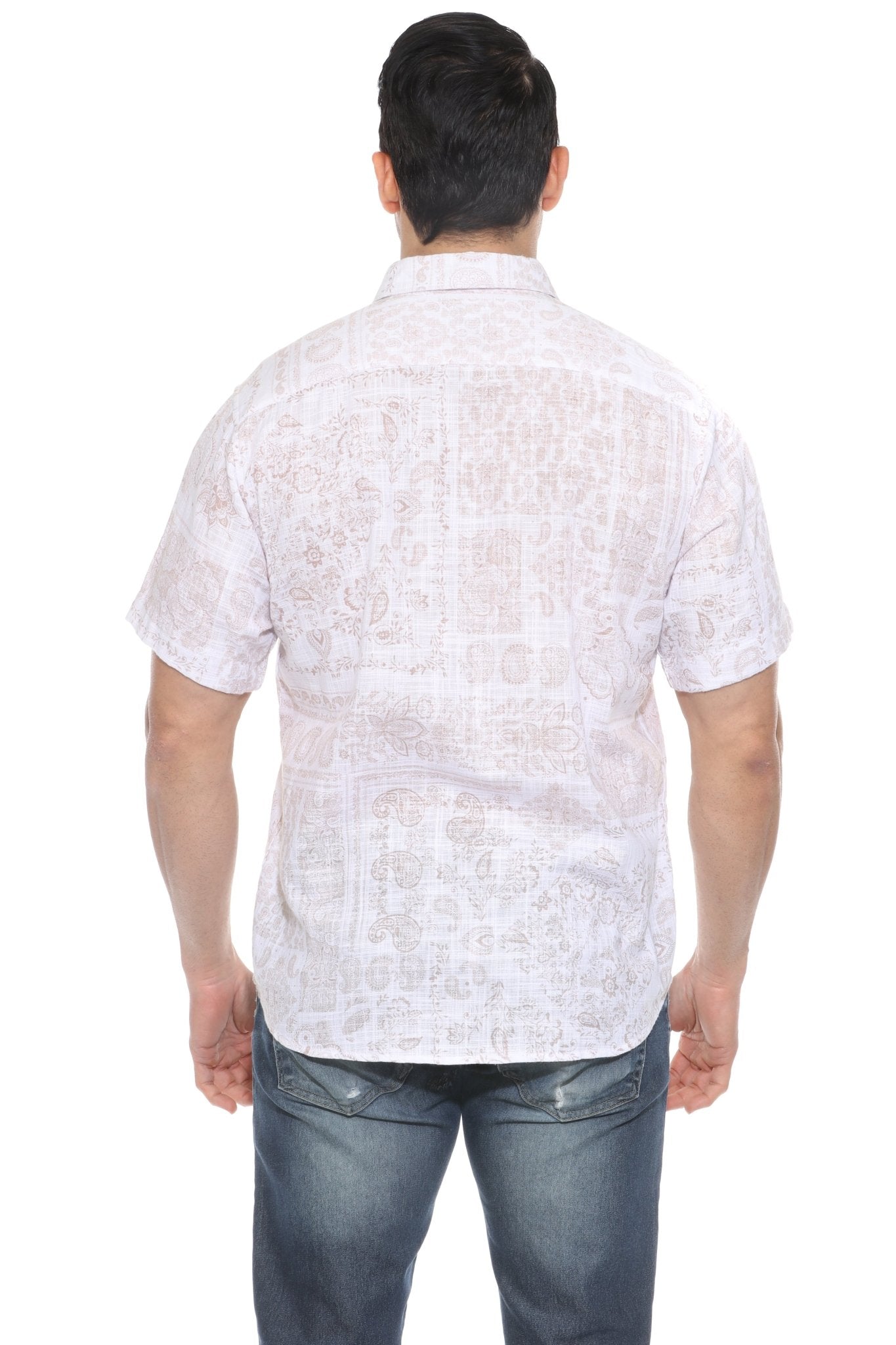 Camisa informal de lino con estampado estilo resort para hombre