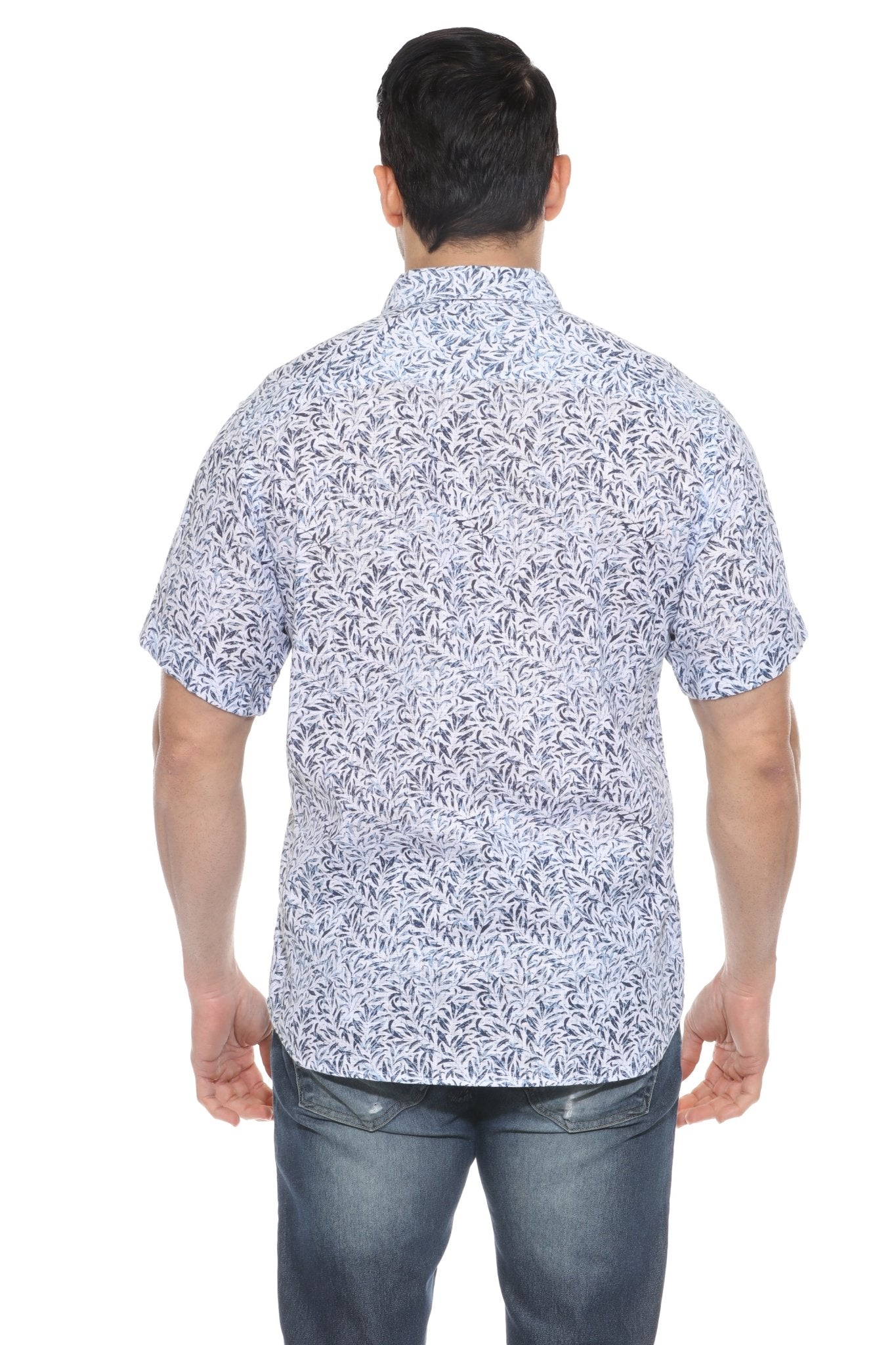 Camisa informal de lino con estampado estilo resort para hombre