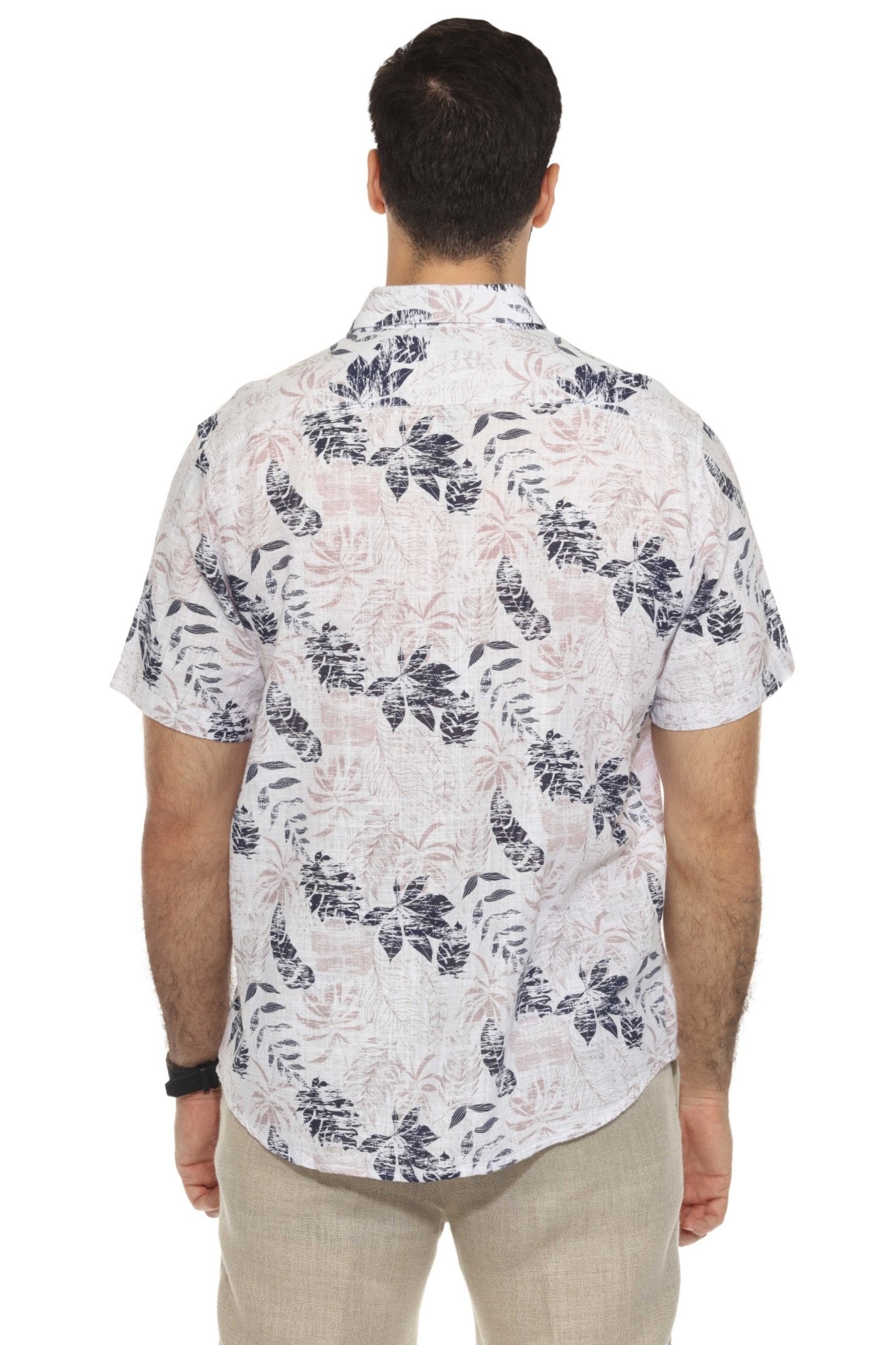 Camisa informal de lino con estampado estilo resort para hombre