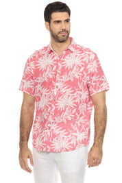 Men's Resort Style Casual Linen Blend Tropical Print Shirt