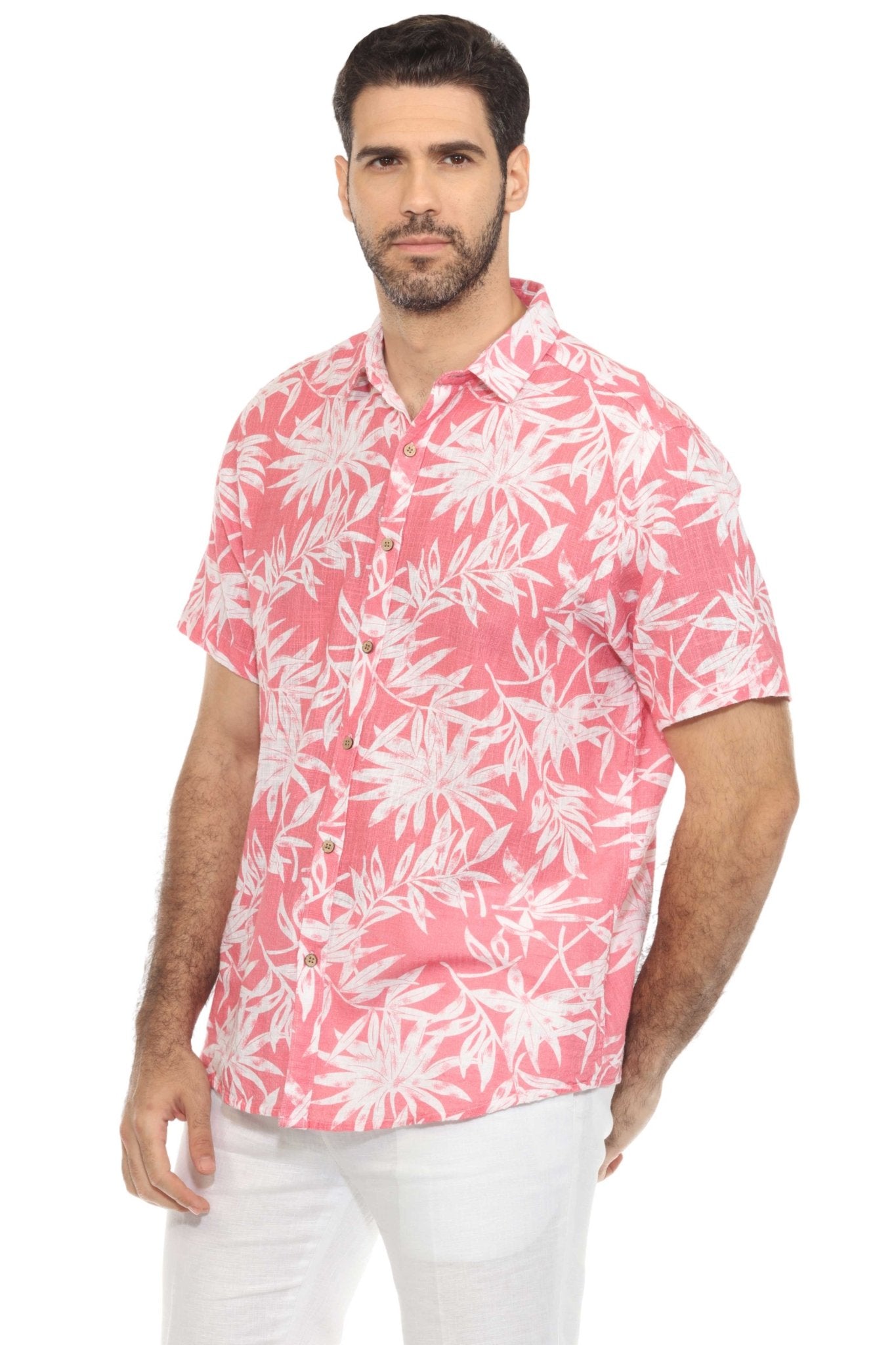 Camisa informal de lino con estampado estilo resort para hombre