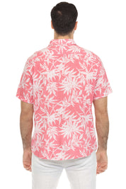 Men's Resort Style Casual Linen Blend Tropical Print Shirt