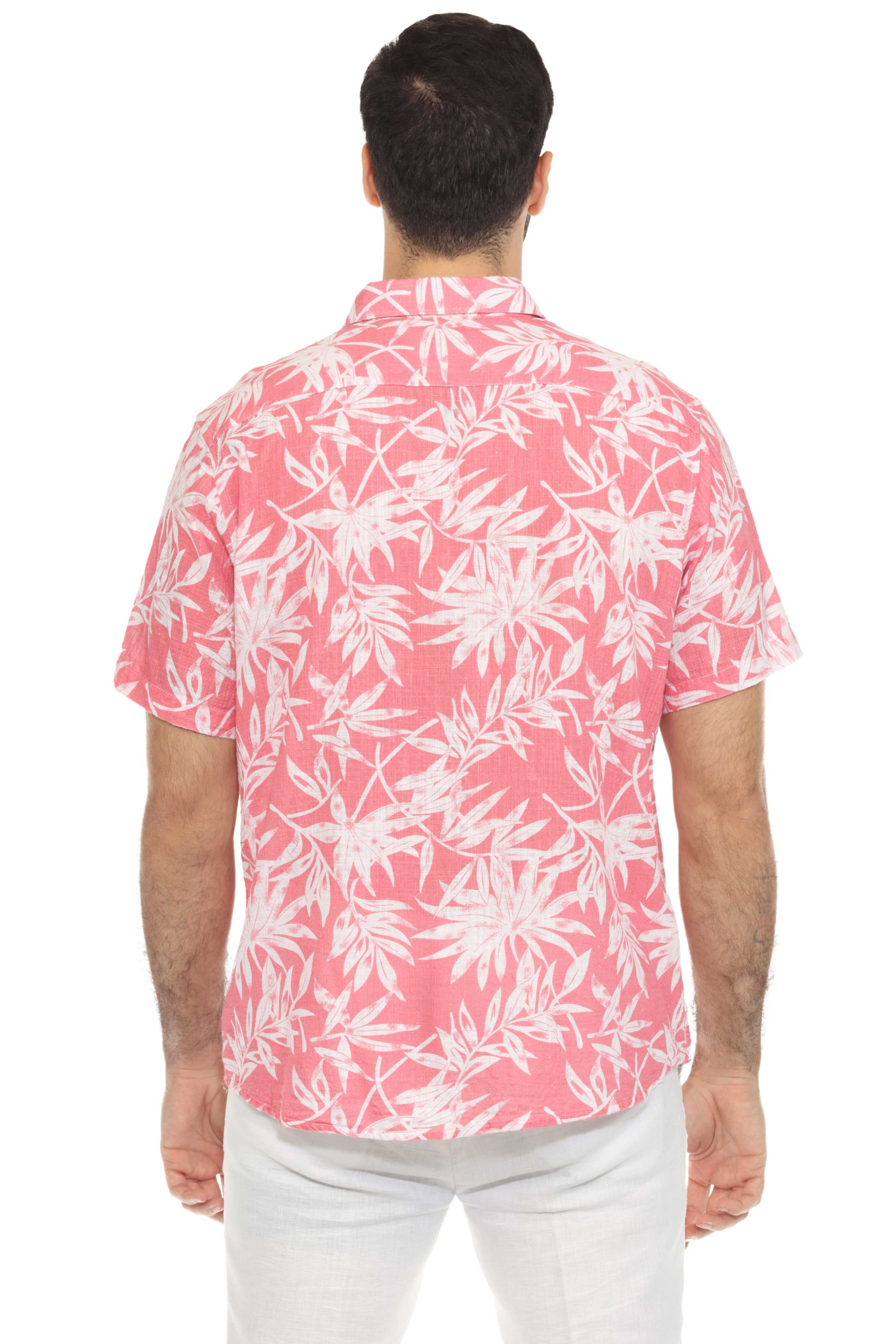 Men's Resort Style Casual Linen Blend Tropical Print Shirt