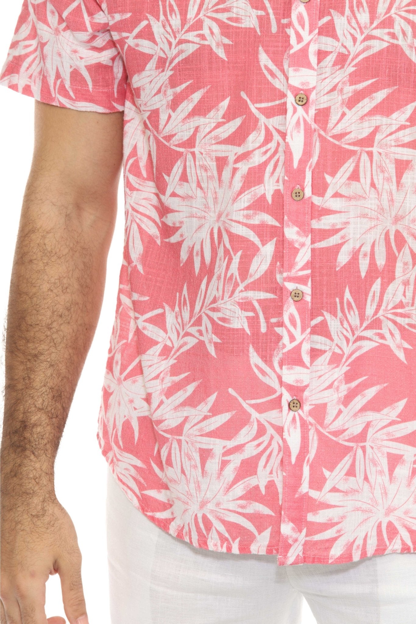 Camisa informal de lino con estampado estilo resort para hombre