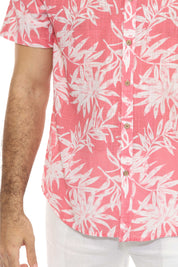 Men's Resort Style Casual Linen Blend Tropical Print Shirt