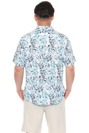 Camisa informal de lino con estampado estilo resort para hombre