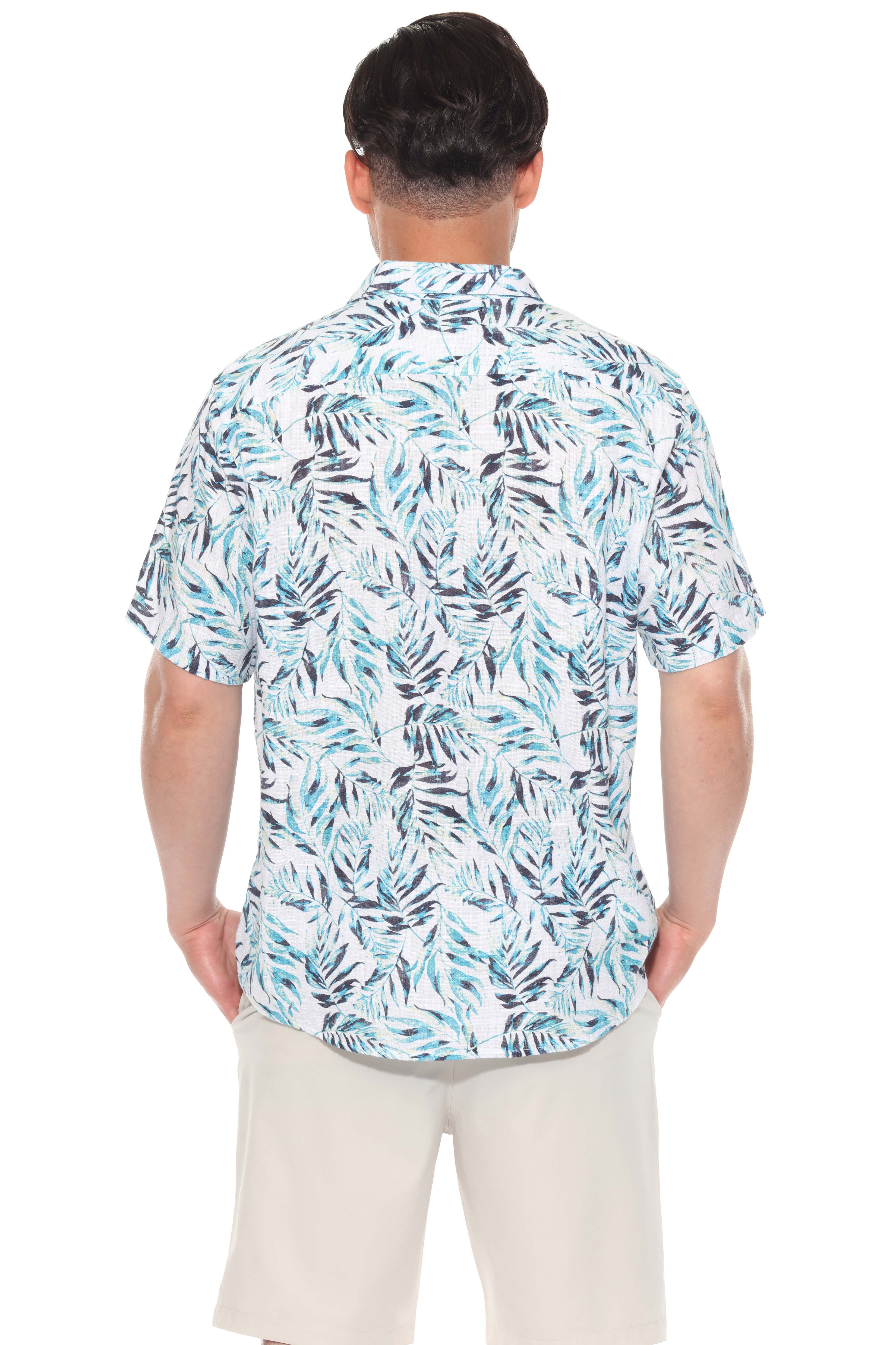 Camisa informal de lino con estampado estilo resort para hombre