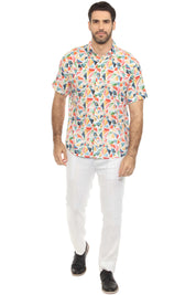 Men's Resort Style Casual Linen Blend Colorful Geometric Print Shirt