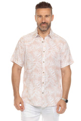 Camisa informal de lino con estampado estilo resort para hombre