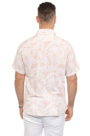 Men's Resort Style Casual Linen Blend Leaf Print Shirt
