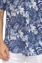 Men's Resort Style Casual Linen Blend Tropical Print Shirt