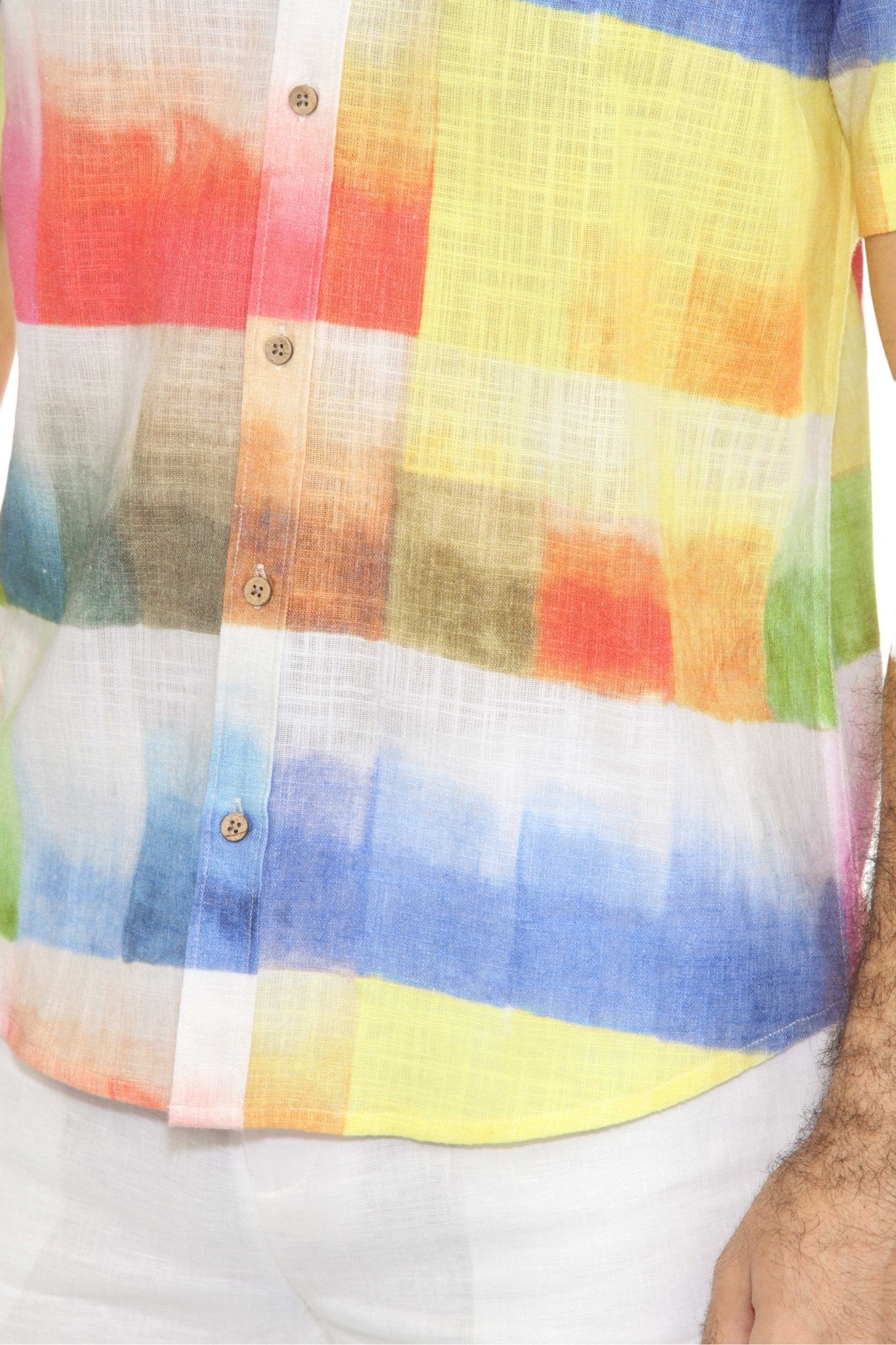 Men's Resort Style Casual Linen Blend Colorful Print Shirt