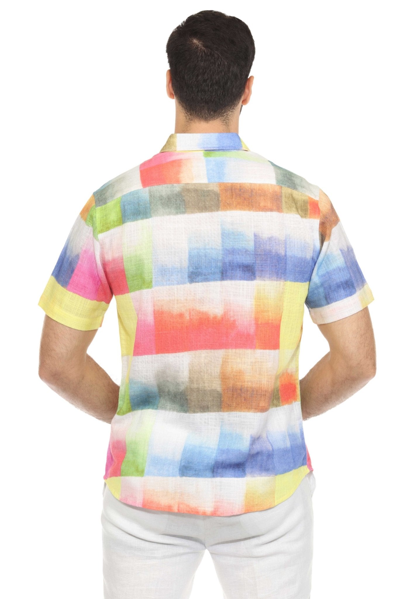 Men's Resort Style Casual Linen Blend Colorful Print Shirt