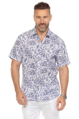 Camisa informal de lino con estampado estilo resort para hombre
