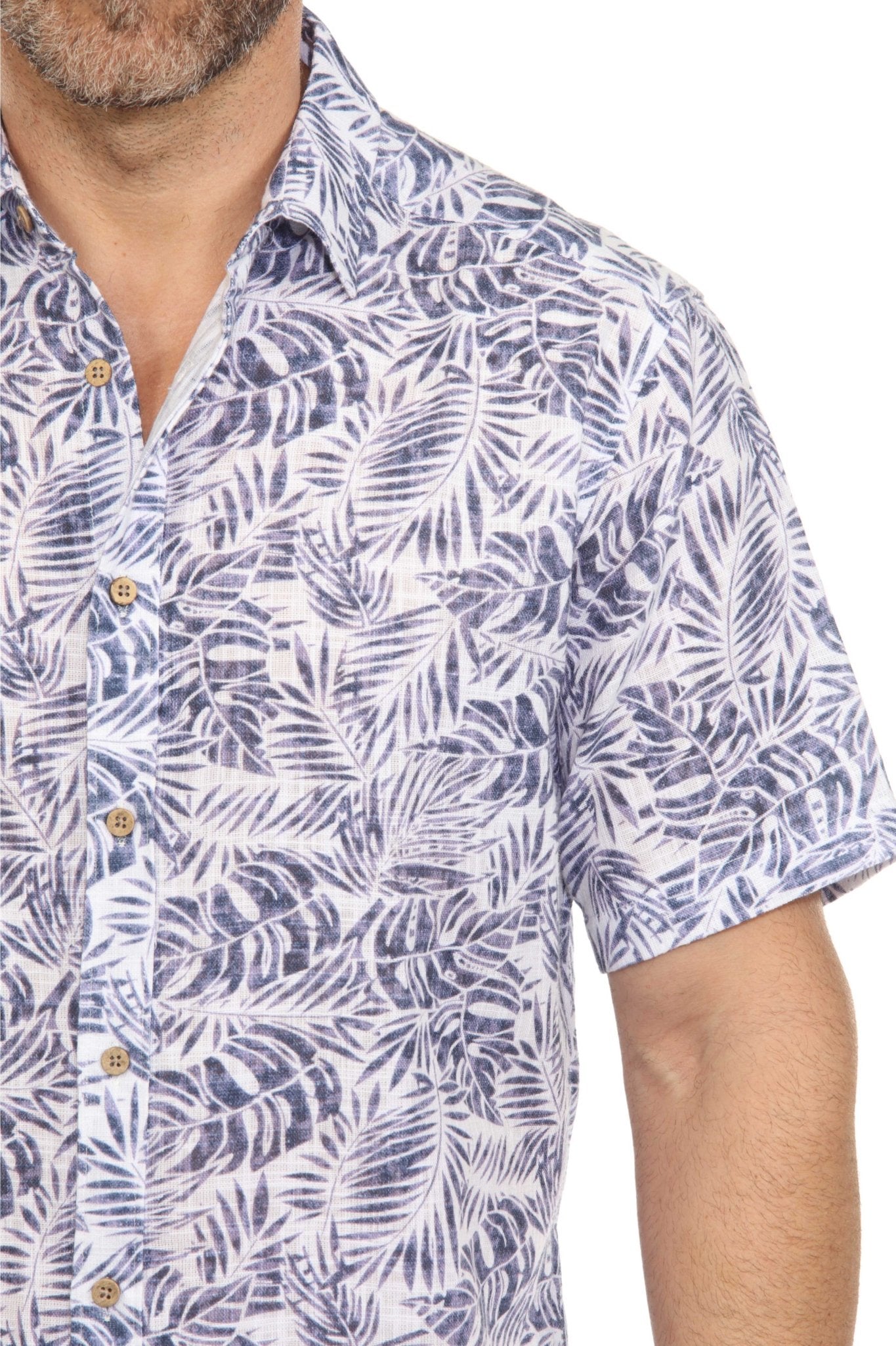 Camisa informal de lino con estampado estilo resort para hombre