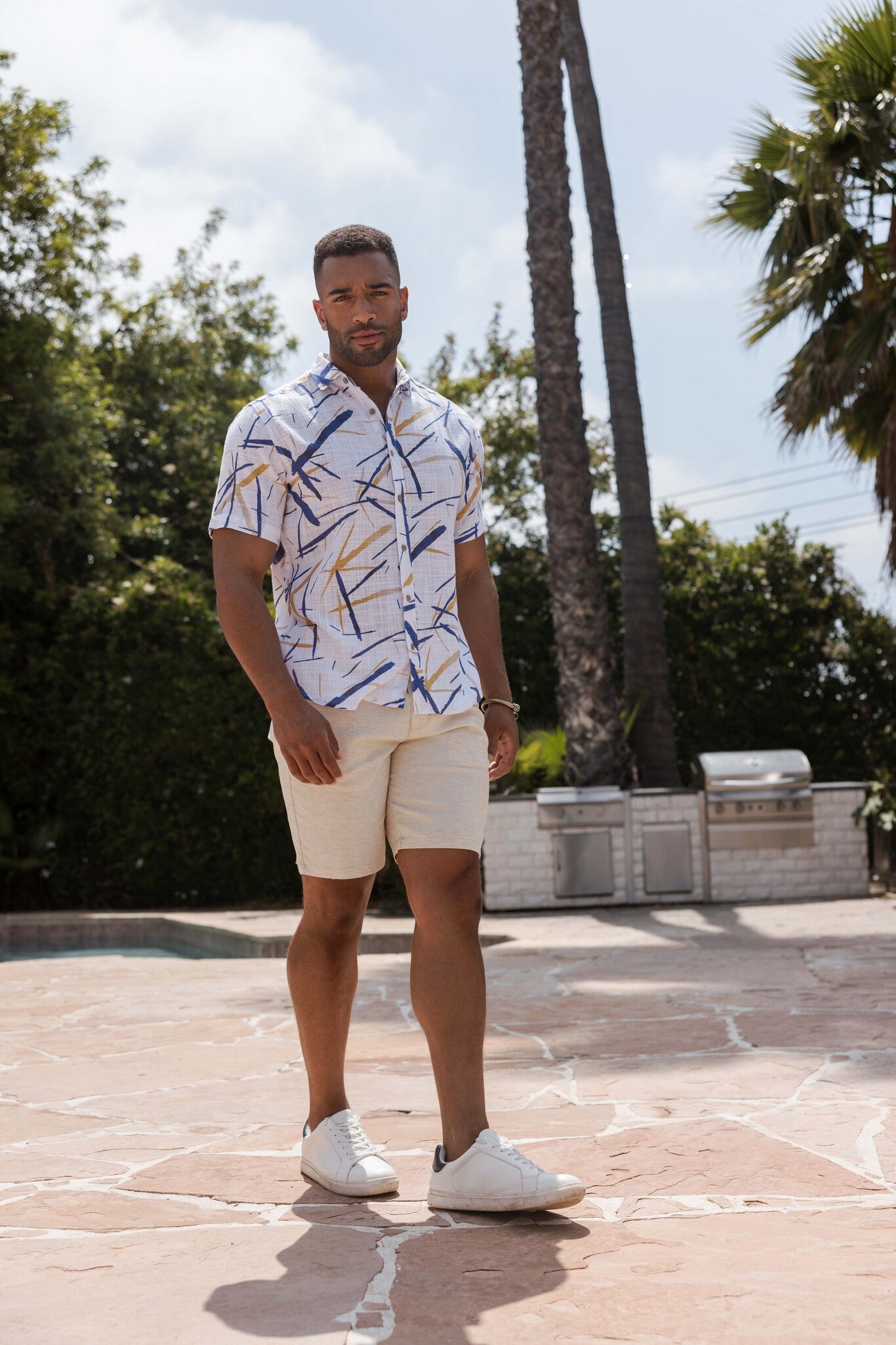 Men's Resort Style Casual Linen Blend Colorful Print Shirt