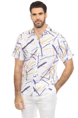 Men's Resort Style Casual Linen Blend Colorful Print Shirt