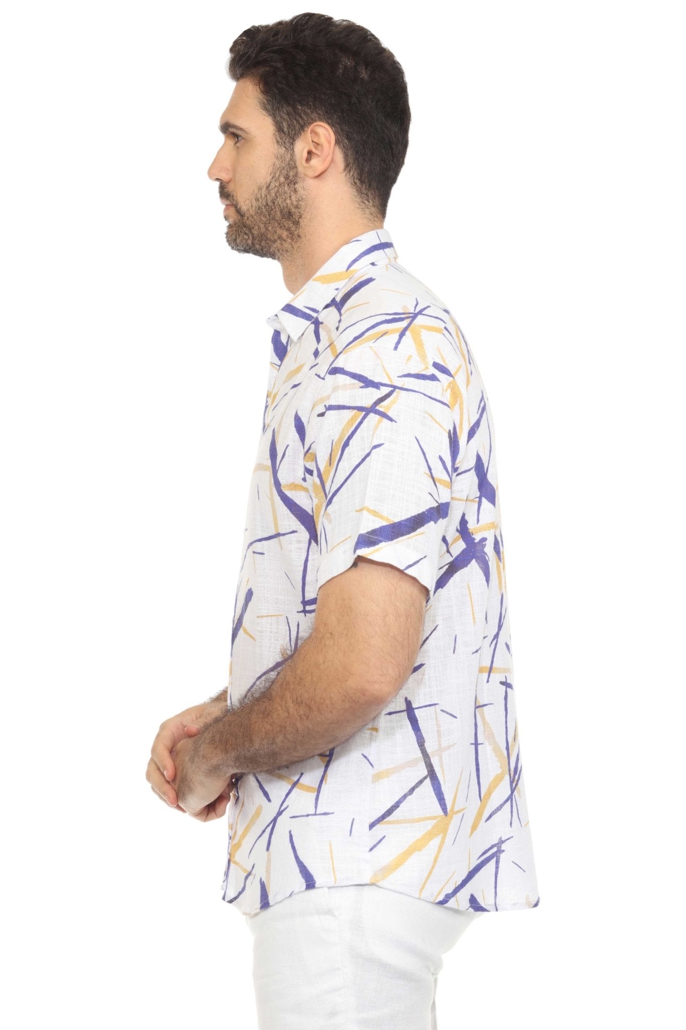 Men's Resort Style Casual Linen Blend Colorful Print Shirt