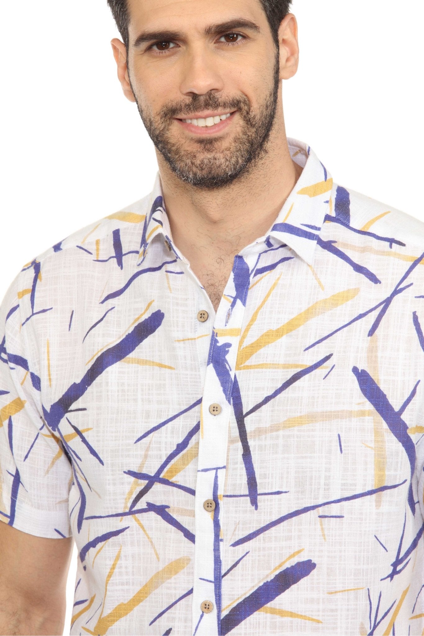 Men's Resort Style Casual Linen Blend Colorful Print Shirt