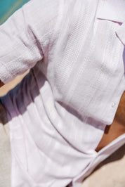 Camisa informal de lino con estampado estilo resort para hombre