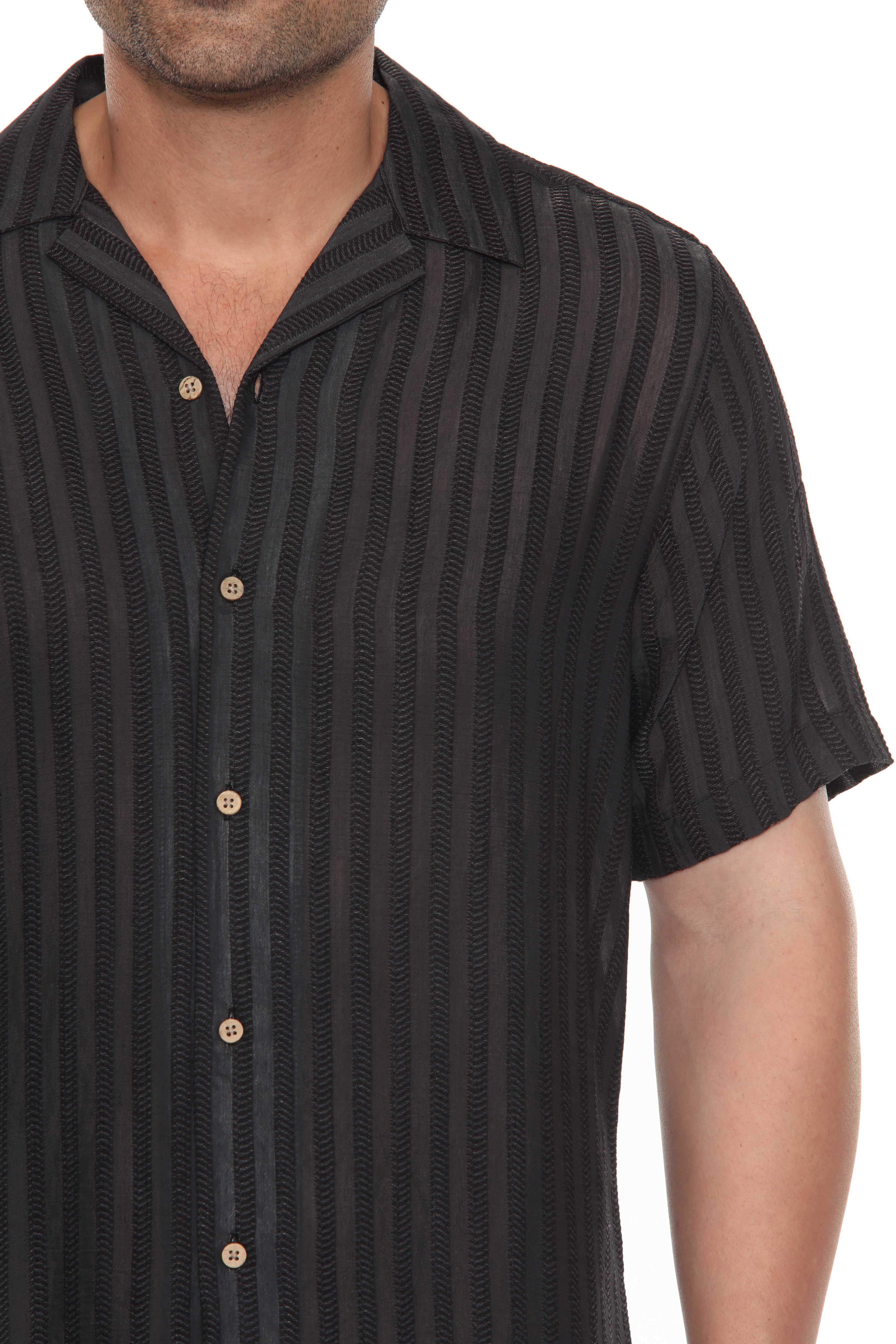 Mojito Men's Resort Style Casual Striped Lightweight Rayon Blend Shirt