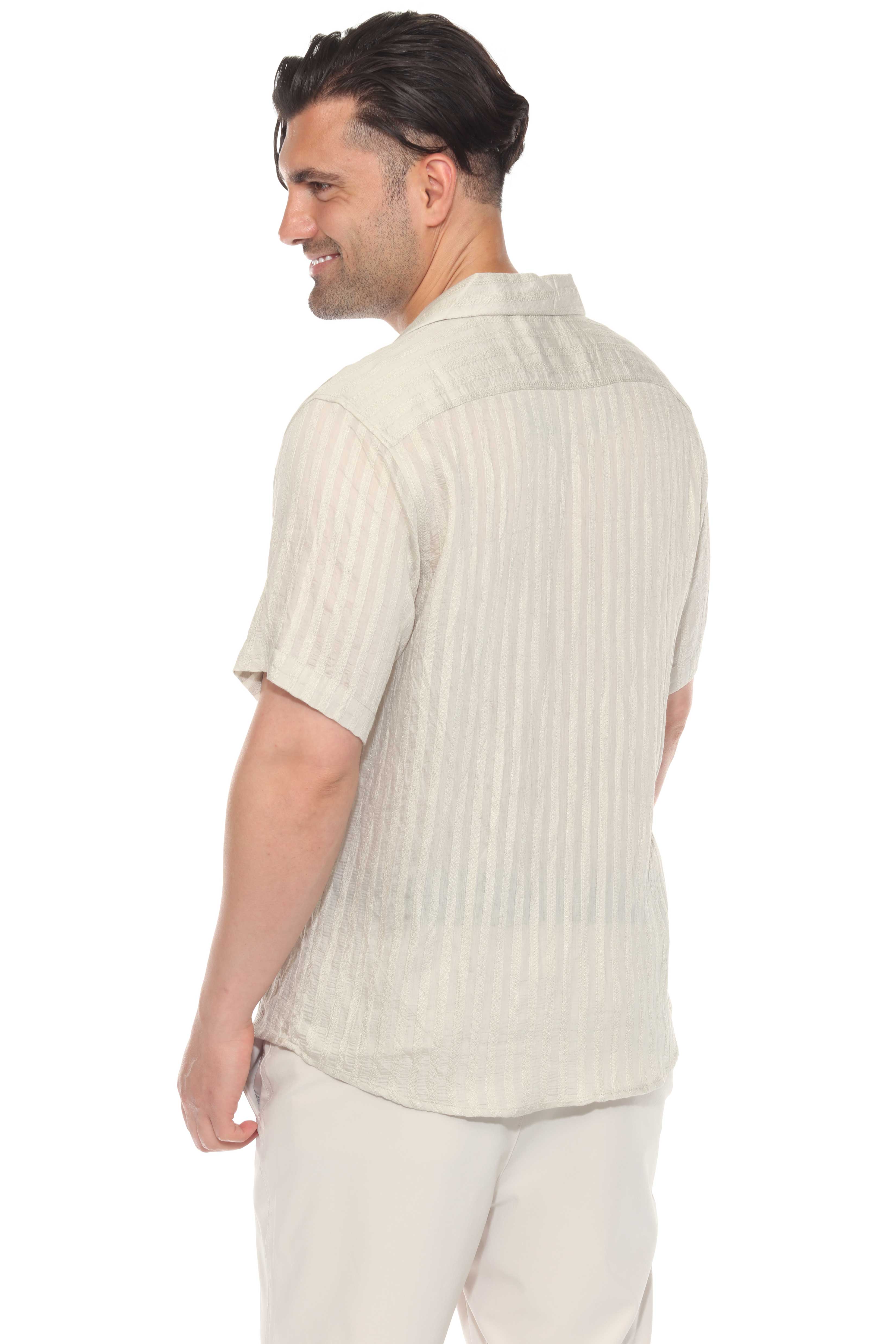 Mojito Men's Resort Style Casual Striped Lightweight Rayon Blend Shirt