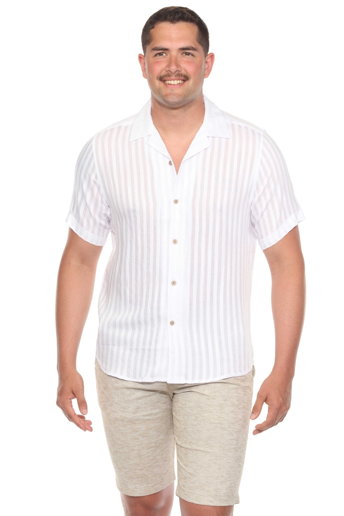 Men's Resort Style Casual Striped Lightweight Rayon Blend Shirt