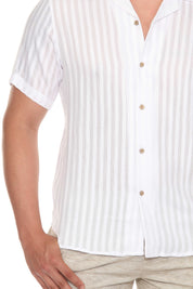 Mojito Men's Resort Style Casual Striped Lightweight Rayon Blend Shirt