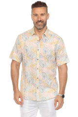 Men's Resort Style Casual Linen Blend Colorful Tropical Print Shirt