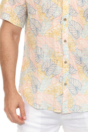 Camisa informal de lino con estampado estilo resort para hombre