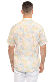 Camisa informal de lino con estampado estilo resort para hombre