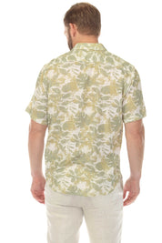 Camisa de manga corta de mezcla de lino con diseño cruzado para hombre