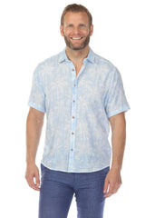 Camisa de manga corta de mezcla de lino con diseño cruzado para hombre