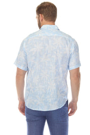 Camisa de manga corta de mezcla de lino con diseño cruzado para hombre