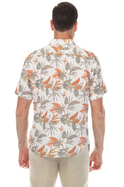 Camisa de manga corta de mezcla de lino con diseño cruzado para hombre