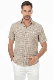 Camisa informal de lino con estampado estilo resort para hombre