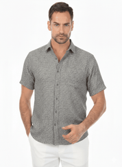 Camisa informal de lino con estampado estilo resort para hombre