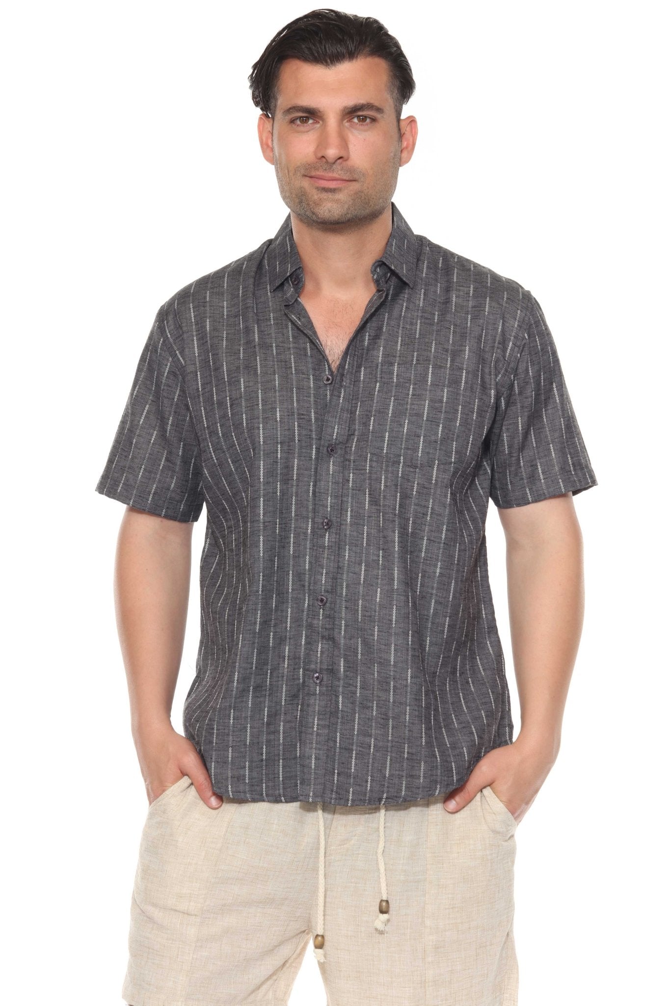 Men's Resort Style Casual Cotton Blend Pinstripe Print Shirt