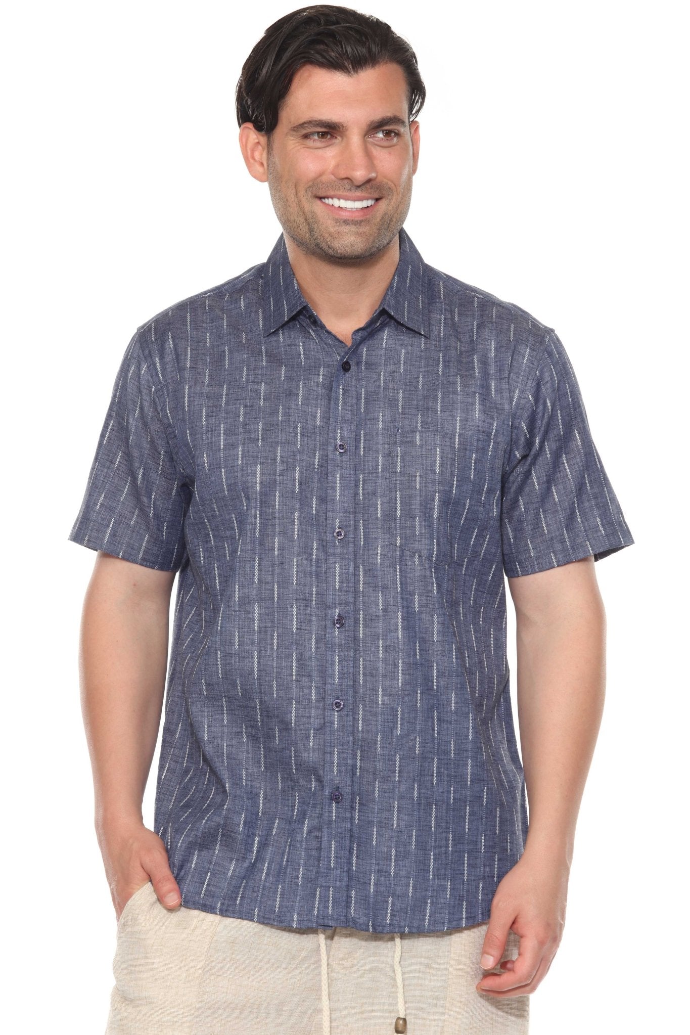 Men's Resort Style Casual Cotton Blend Pinstripe Print Shirt