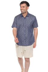 Camisa informal de lino con estampado estilo resort para hombre