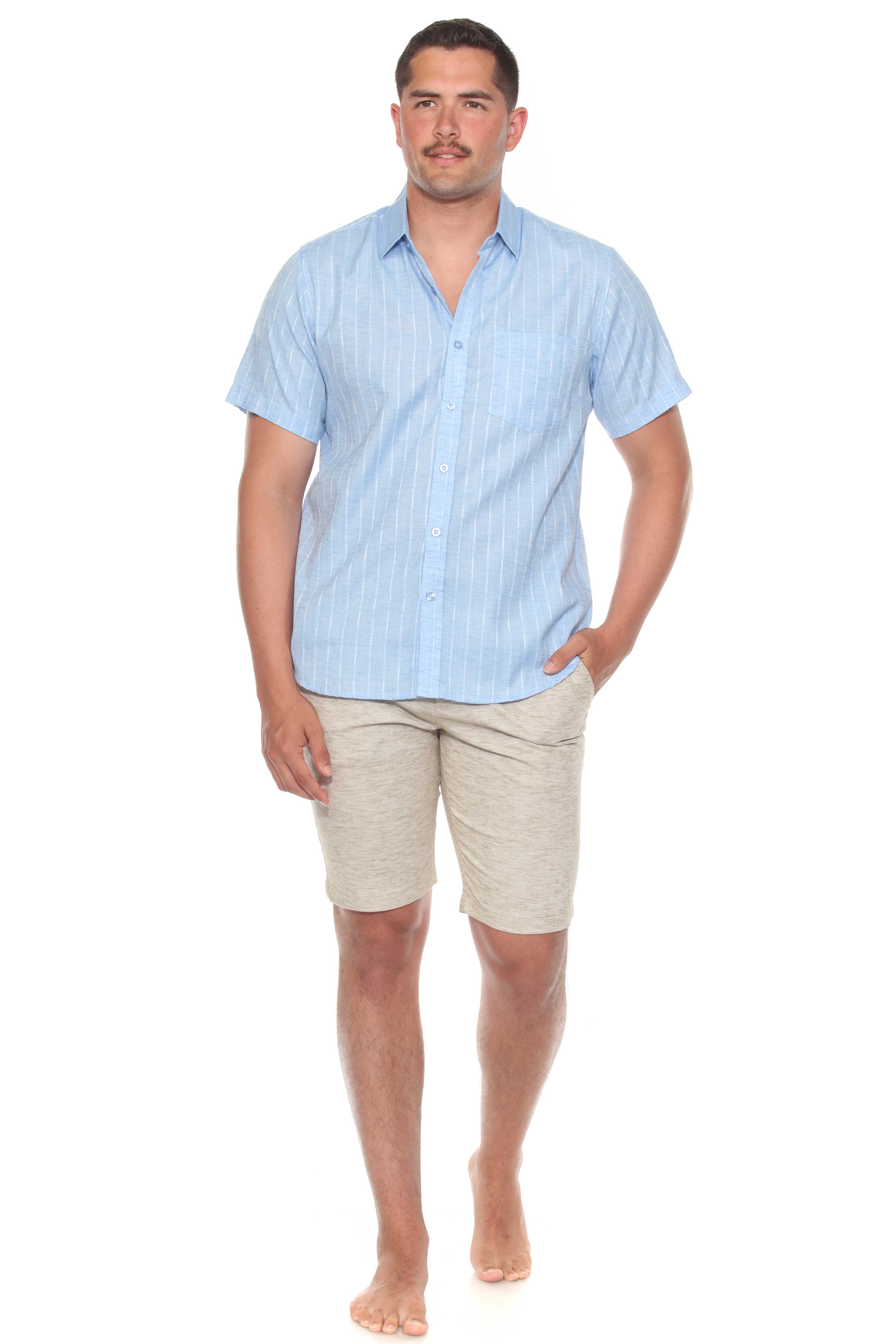 Mojito Men's Resort Style Casual Cotton Blend Pinstripe Print Shirt