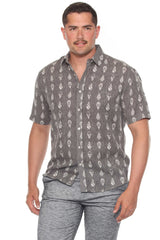 Camisa informal de lino con estampado estilo resort para hombre