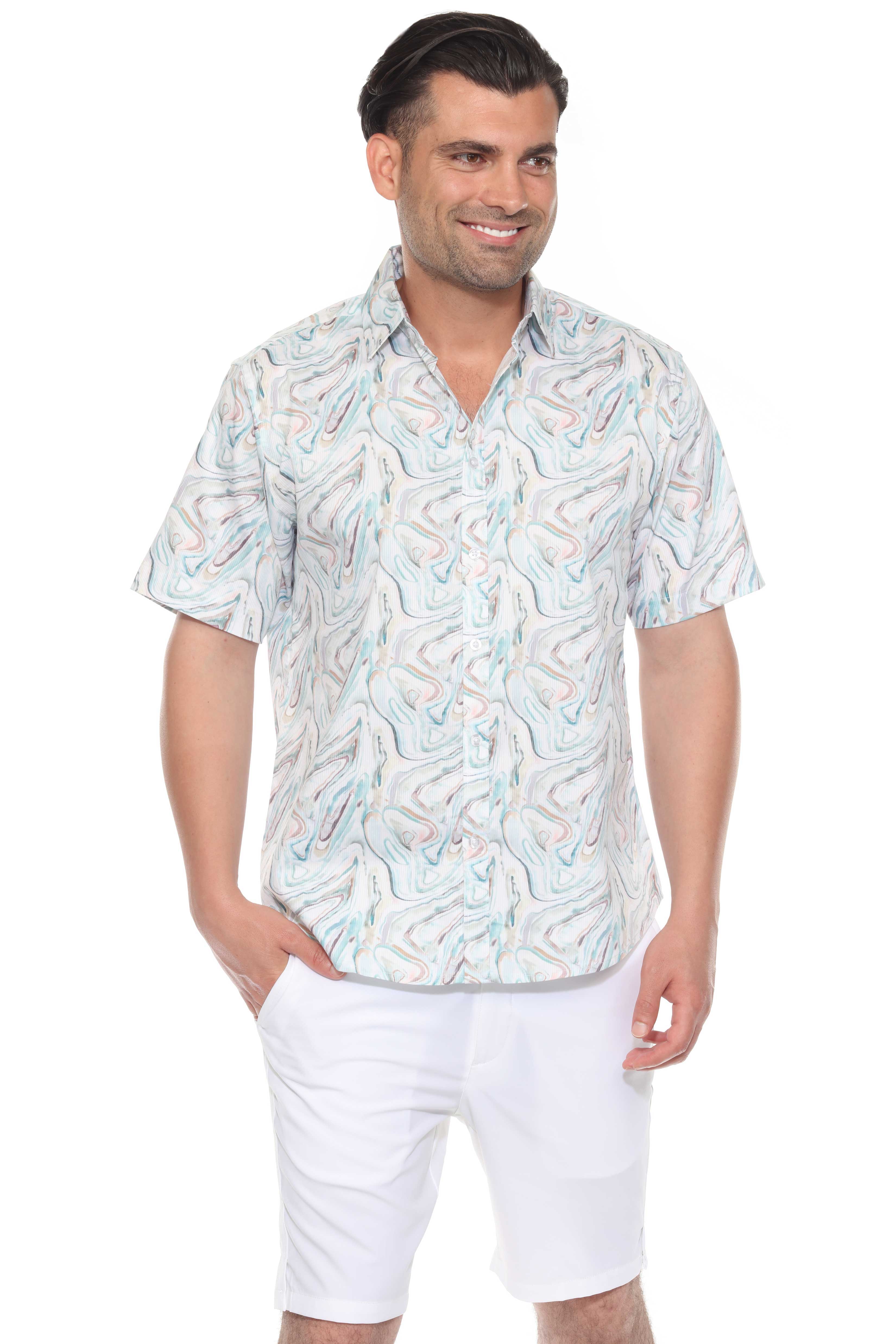 Mojito Men's Resort Style Casual Festive Textured Print Shirt