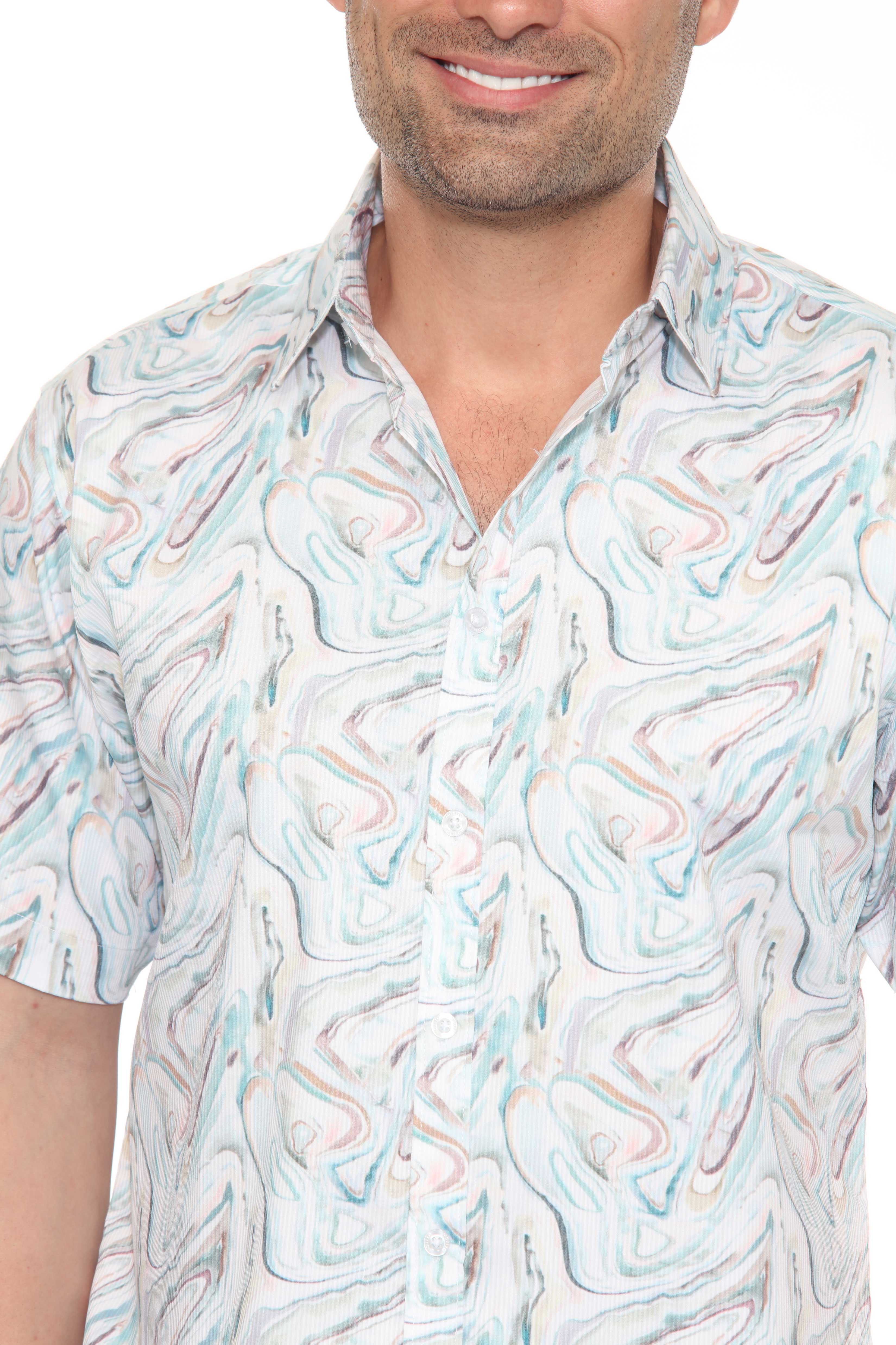 Mojito Men's Resort Style Casual Festive Textured Print Shirt