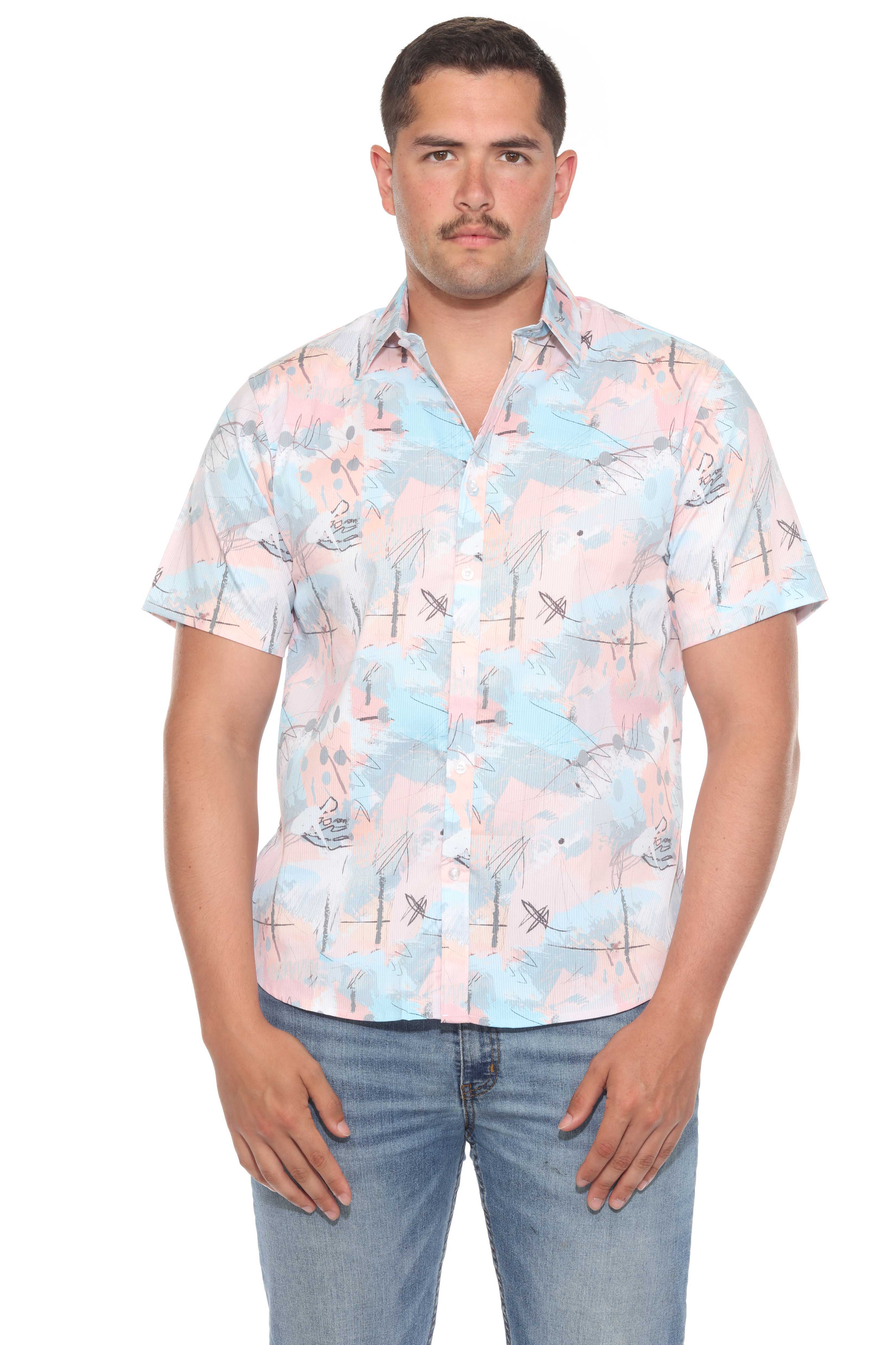 Mojito Men's Resort Style Casual Festive Textured Print Shirt
