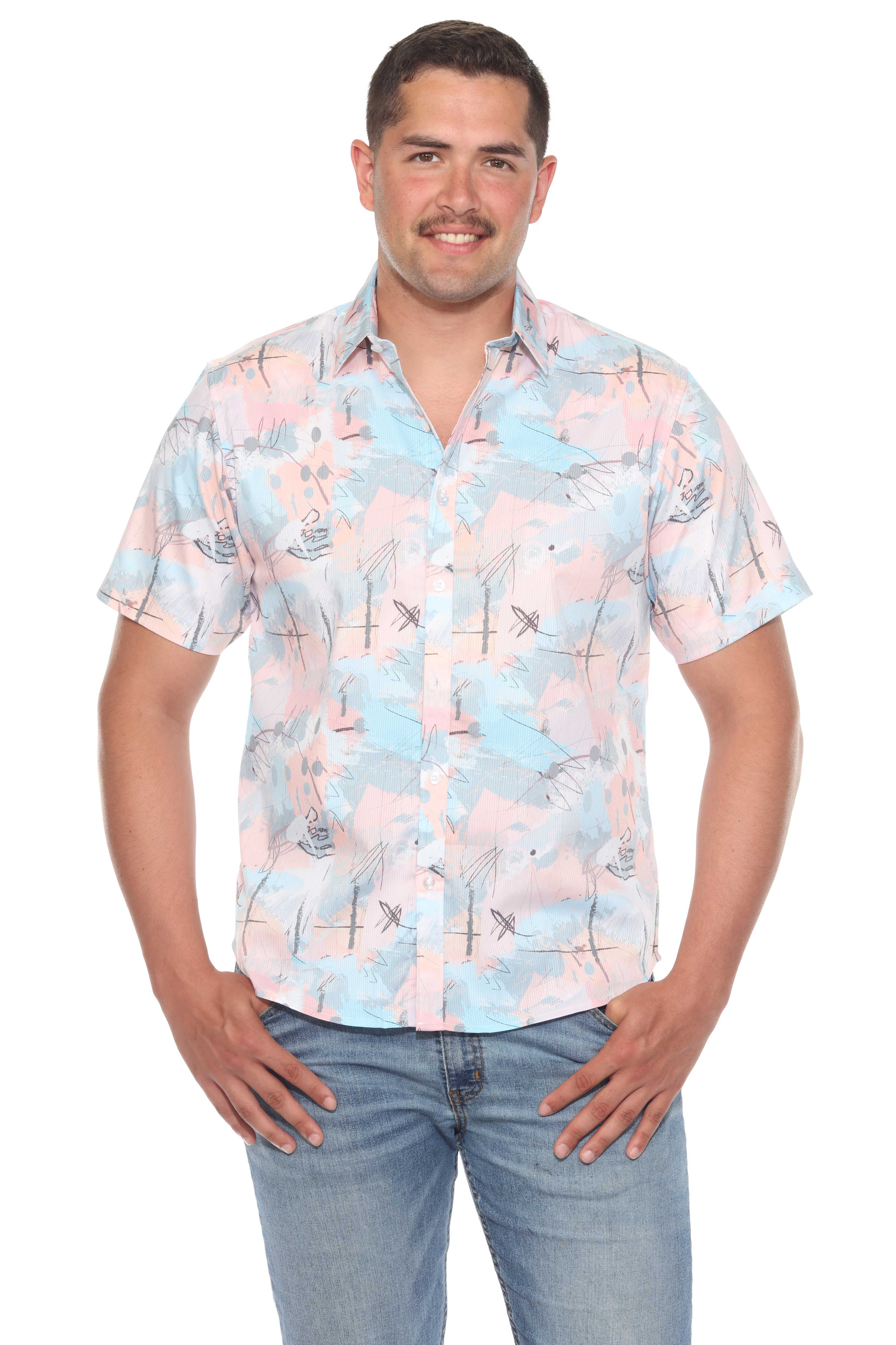 Mojito Men's Resort Style Casual Festive Textured Print Shirt