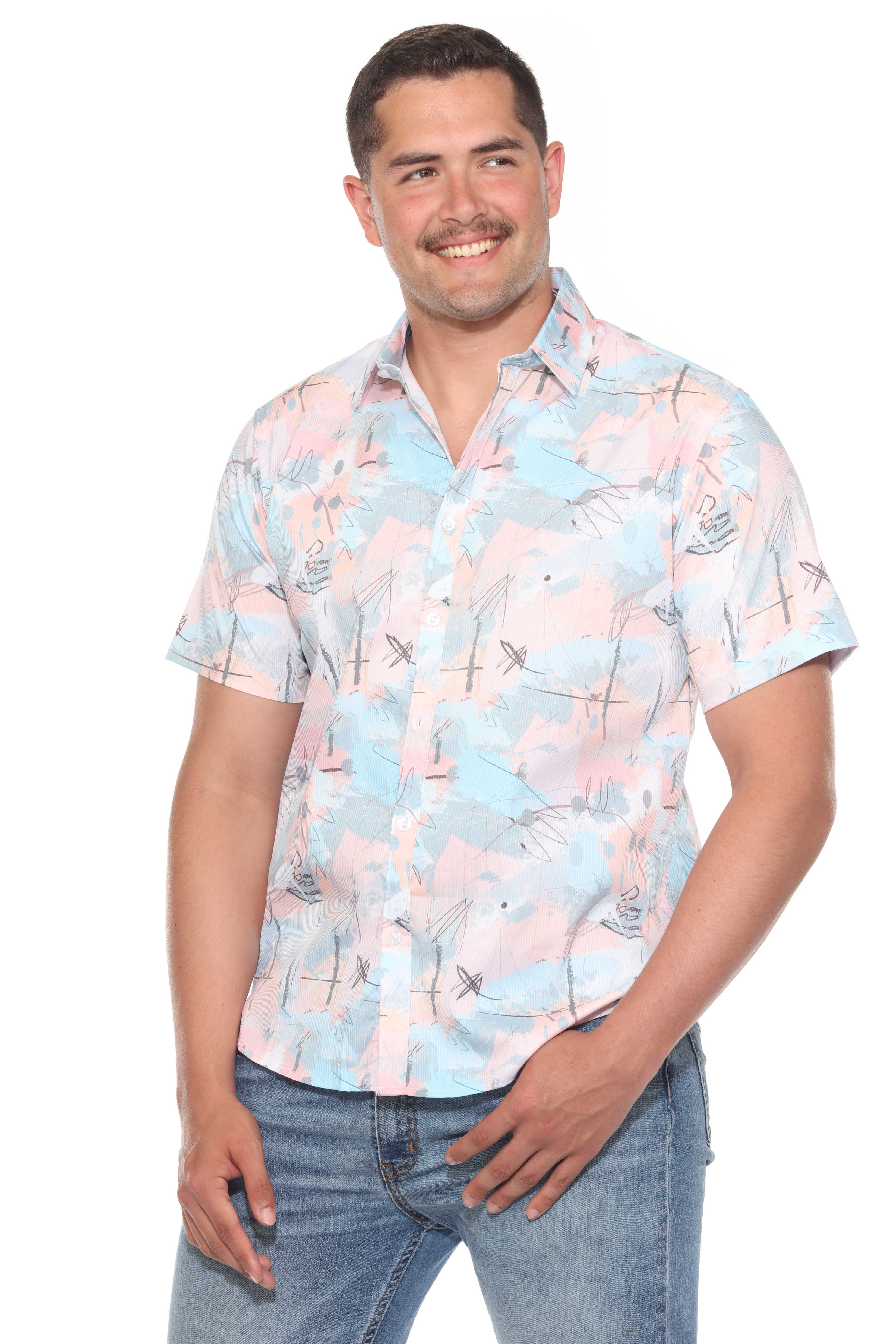 Mojito Men's Resort Style Casual Festive Textured Print Shirt