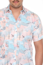 Mojito Men's Resort Style Casual Festive Textured Print Shirt