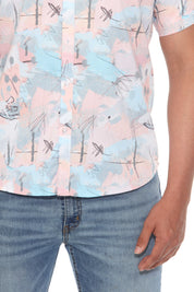 Mojito Men's Resort Style Casual Festive Textured Print Shirt