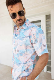 Mojito Men's Resort Style Casual Festive Textured Print Shirt